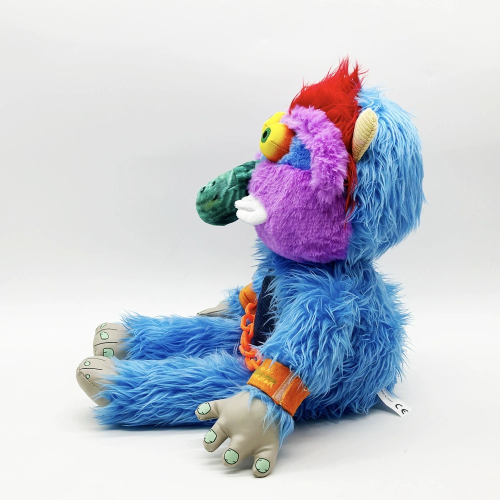 Whimsical Monster Plush Toy - 31cm Sitting Height, 427g Soft Stuffed Creature with Colorful Design & Chain Detail 16