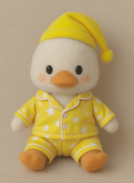 Diseño creativo de un pato de peluche en pijama con una forma linda, que sirve como un compañero reconfortante para los niños. 10