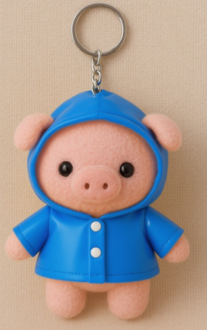 Plush keychain of a piglet wearing a raincoat, with a cute design, factory-customized, fashionable and versatile 12