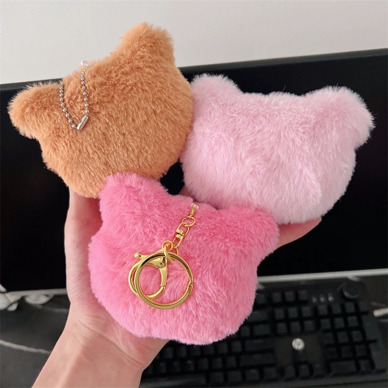 10CM Cute Kitty Plush Keychains - Pink Cat & Brown Bear Shaped Soft Stuffed Bag Charms, Kawaii Accessories for Keys 11