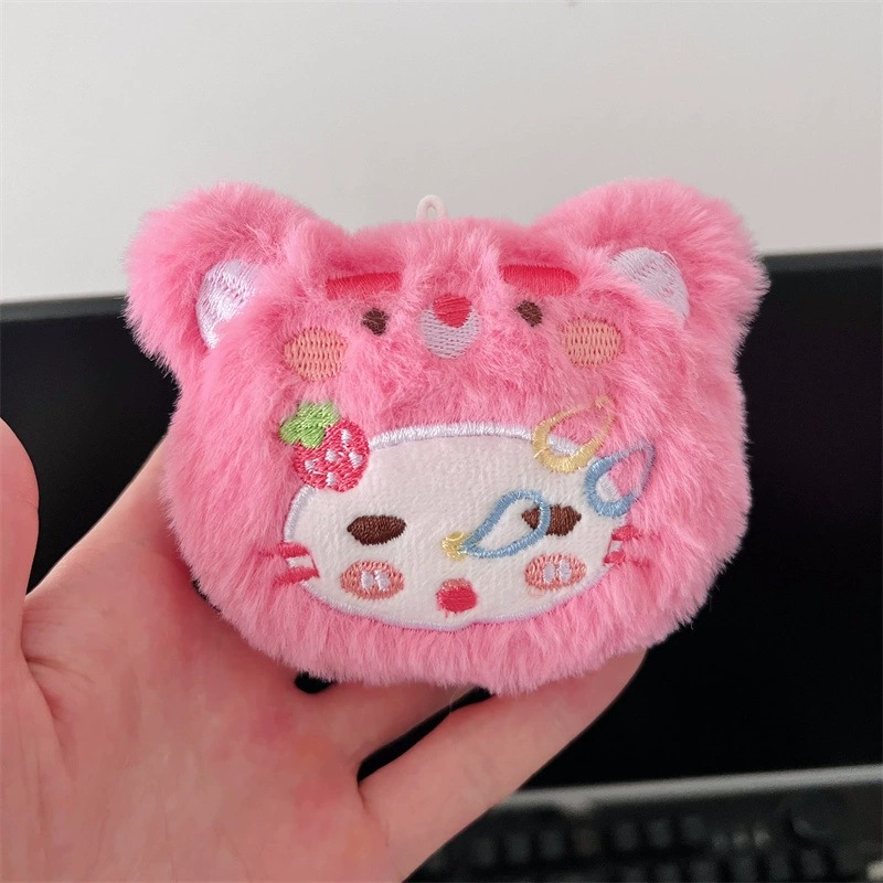 10CM Cute Kitty Plush Keychains - Pink Cat & Brown Bear Shaped Soft Stuffed Bag Charms, Kawaii Accessories for Keys 13