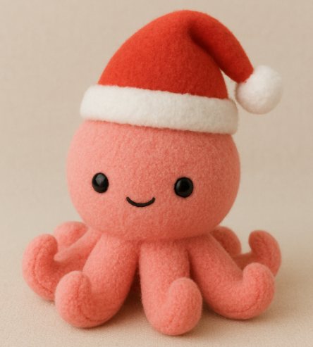 Octopus plush toy wearing a Christmas hat, cute custom plush toy 9
