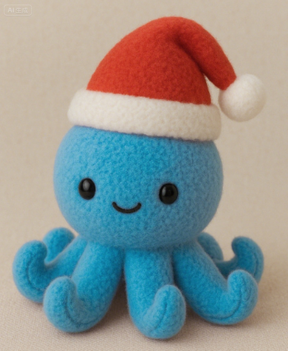 Octopus plush toy wearing a Christmas hat, cute custom plush toy 12
