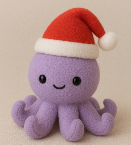 Octopus plush toy wearing a Christmas hat, cute custom plush toy 11