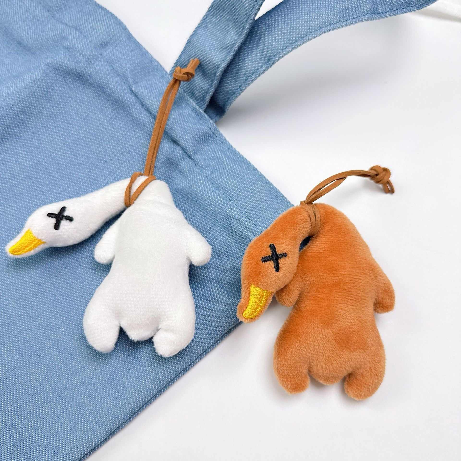 Cute Plush Duck Keychains - White and Brown Duck - Shaped Soft Stuffed Animal Bag Charms, Adorable Accessories for Bags 10