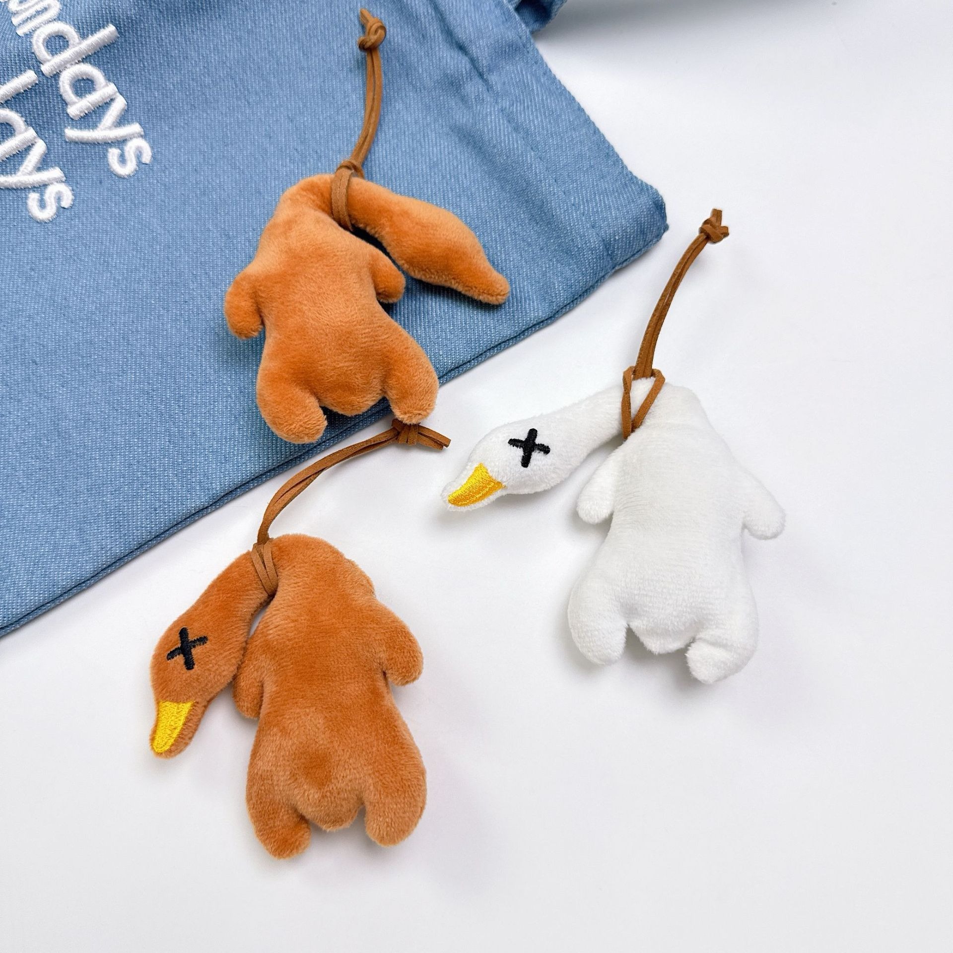 Cute Plush Duck Keychains - White and Brown Duck - Shaped Soft Stuffed Animal Bag Charms, Adorable Accessories for Bags 11