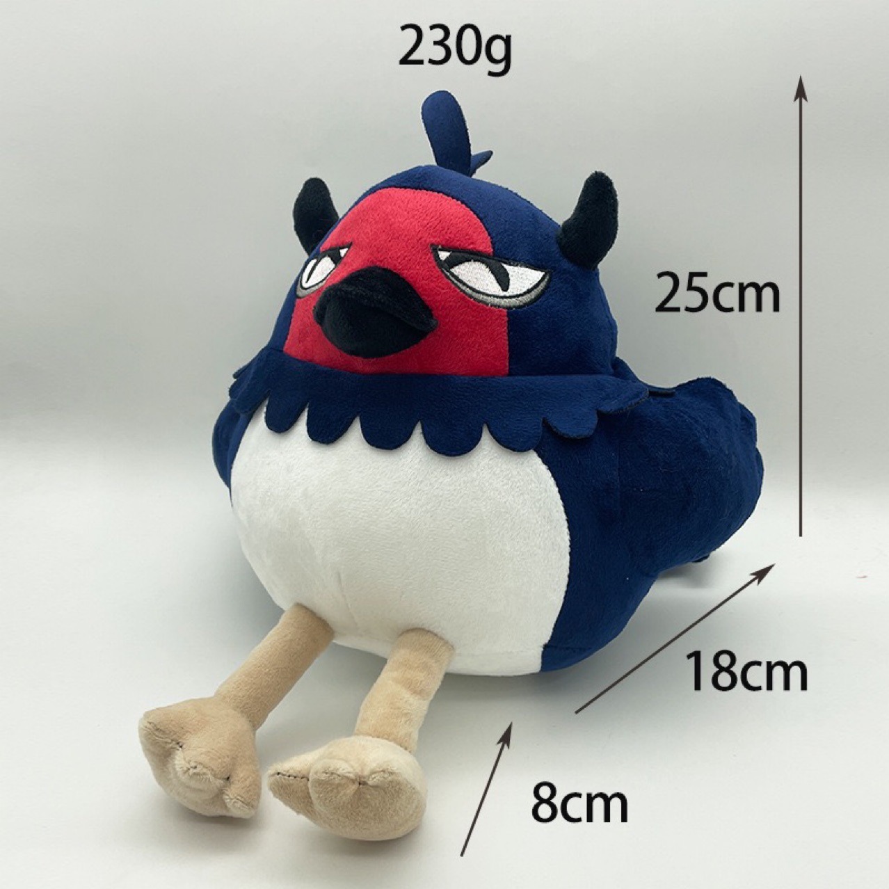 25cm Black Clover Plush NERO Cute Grumpy Bird Plush Toy Soft Stuffed Animal with Blue, Red & White Design, Funny Bird 11