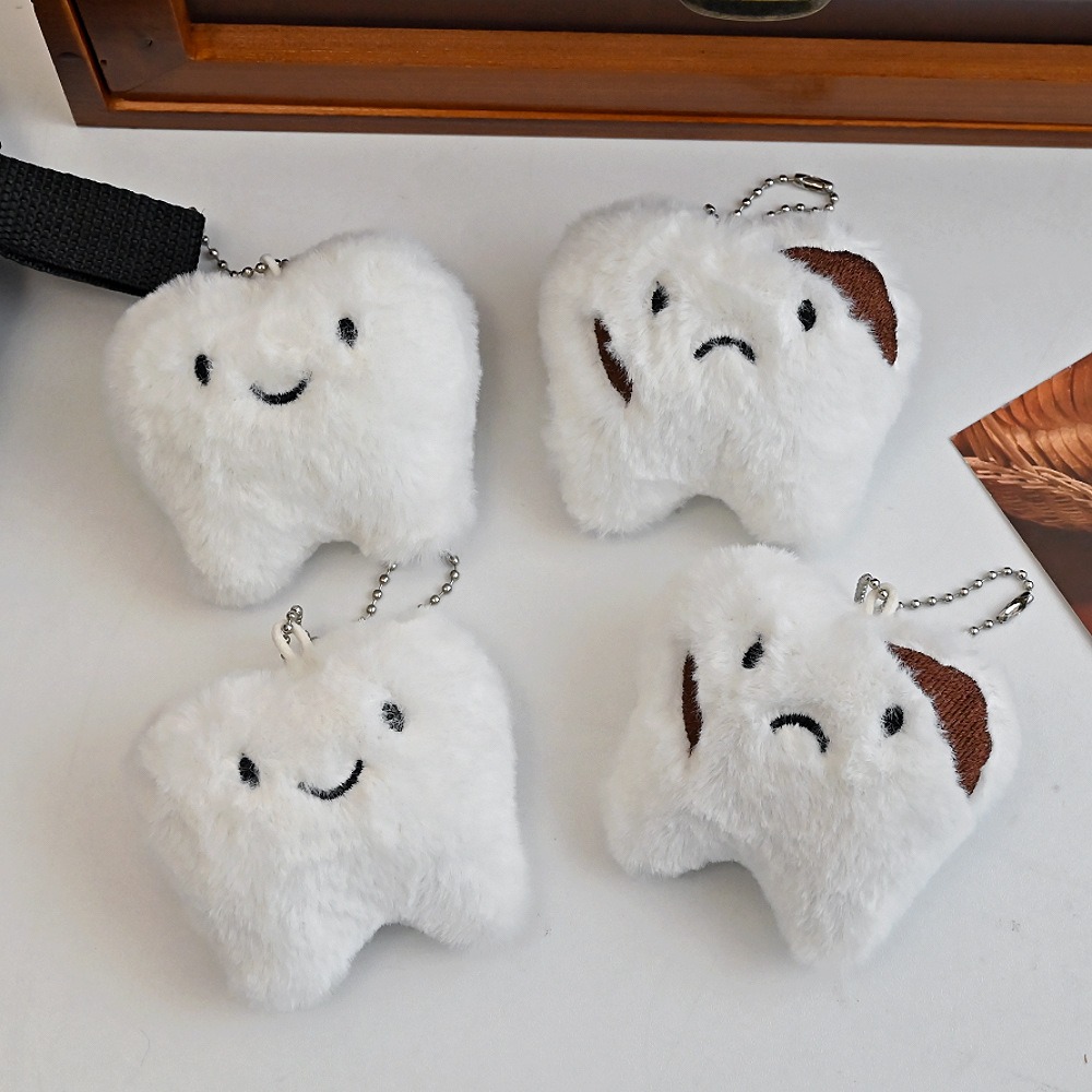 Porte-clés peluche « Dent triste » mignon et adorable - Breloque de sac sur le thème dentaire 12