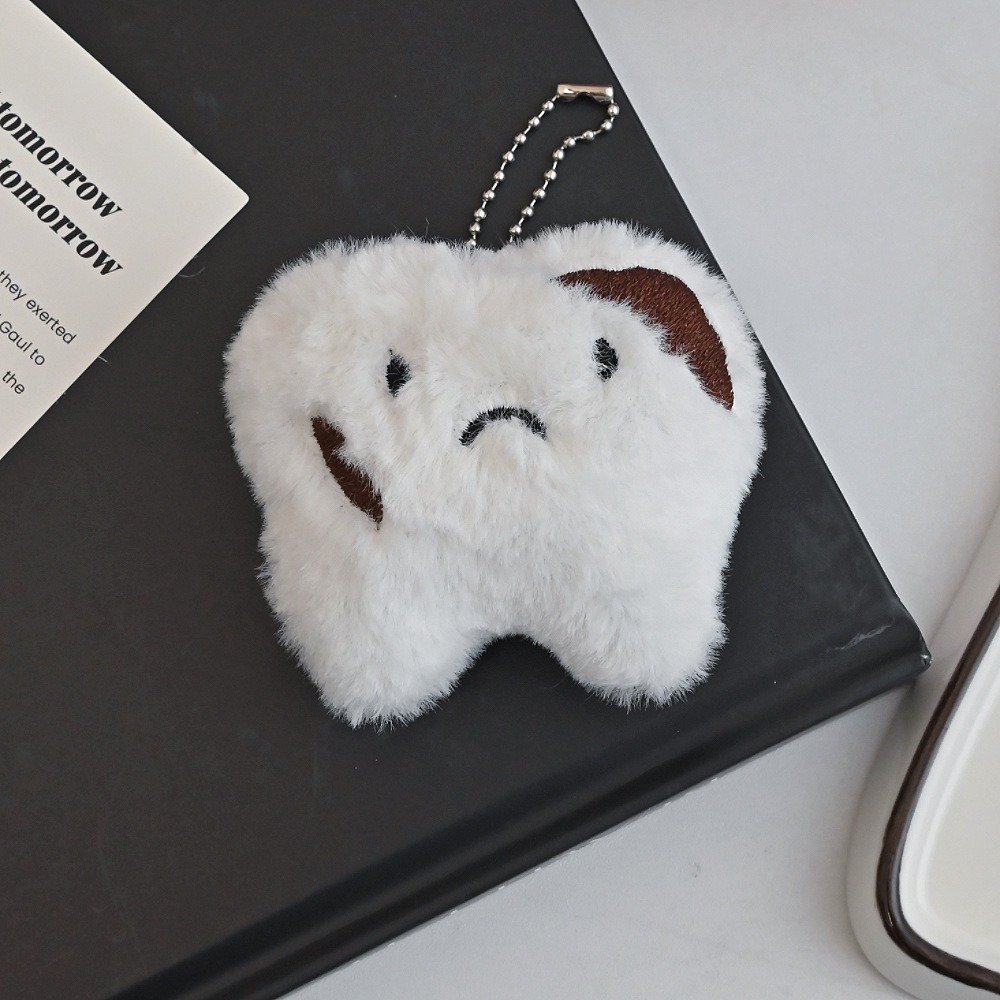 Porte-clés peluche « Dent triste » mignon et adorable - Breloque de sac sur le thème dentaire 16