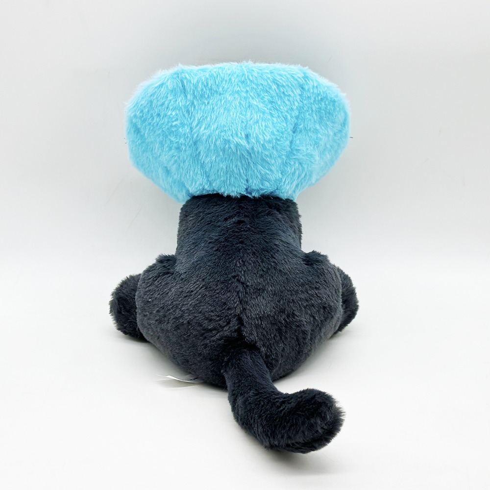 Cute Black Cat Plush Toy with Blue Protective Collar - 24cm, 199g 18