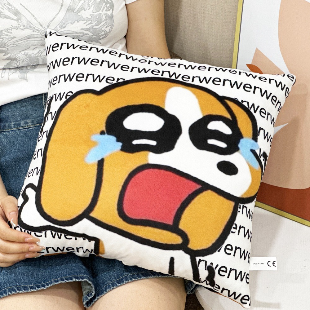 Custom Cartoon Crying Dog Pillow 40x36cm Soft Emoji Plush Cushion for Sofa Decor Gifts and Promotions 14