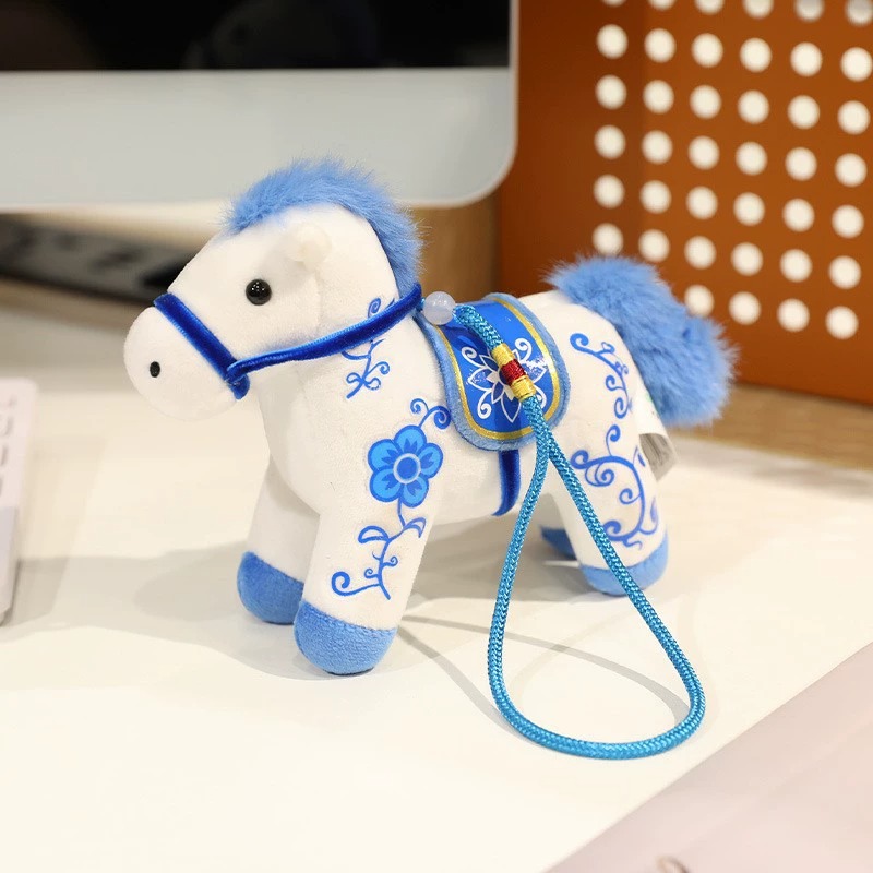 12cm Chinese Style Embroidered Horse Plush Keychains: Adorable Decorative Charms 20