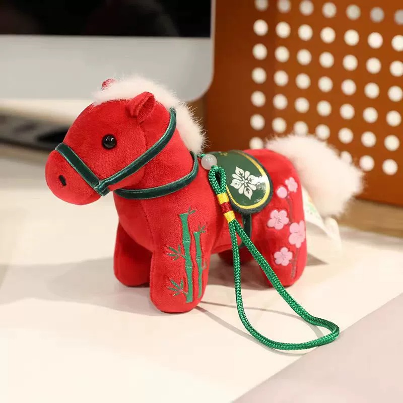 12cm Chinese Style Embroidered Horse Plush Keychains: Adorable Decorative Charms 16