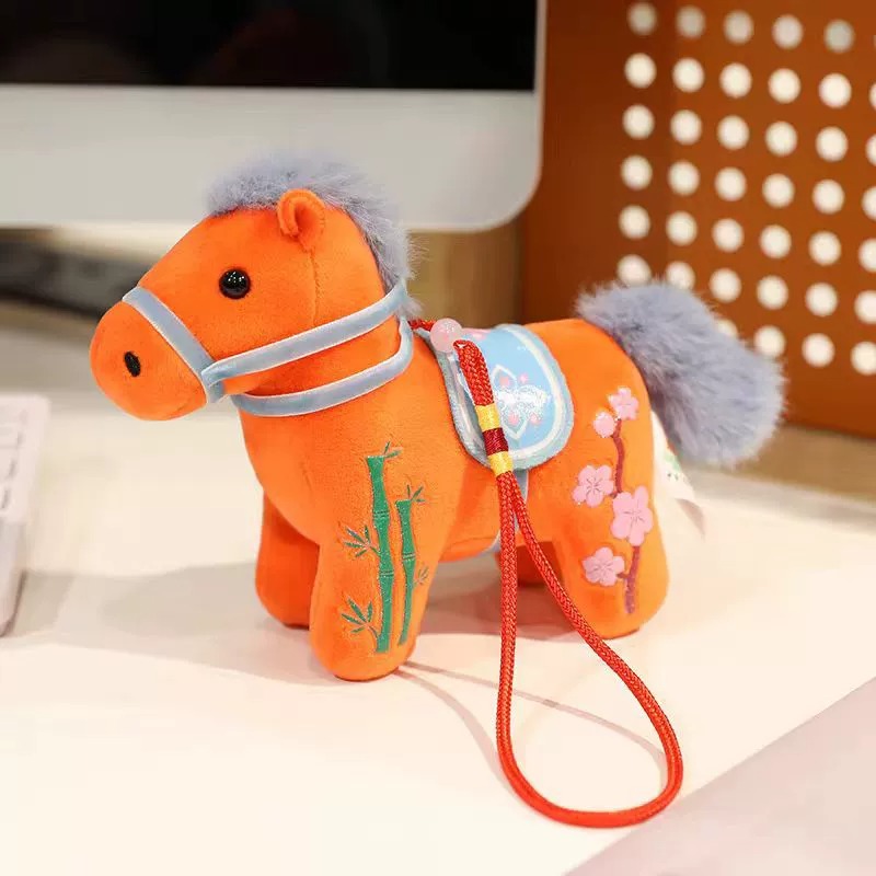 12cm Chinese Style Embroidered Horse Plush Keychains: Adorable Decorative Charms 18