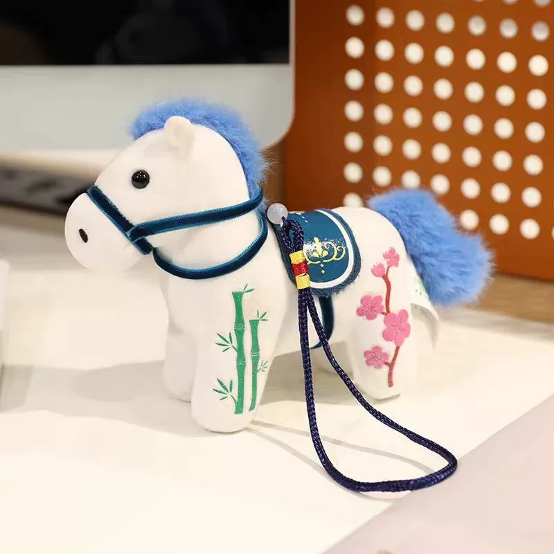 12cm Chinese Style Embroidered Horse Plush Keychains: Adorable Decorative Charms 19