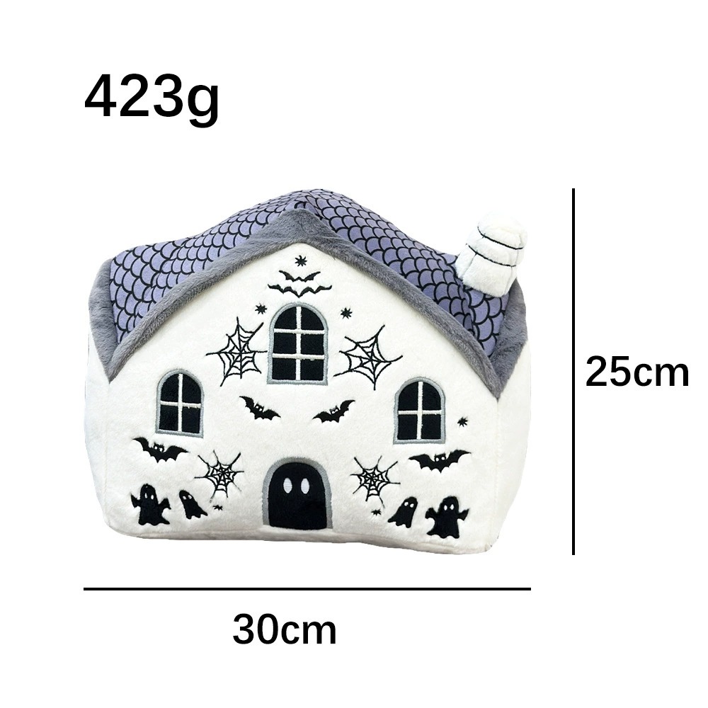 Halloween Haunted House Plush Pillow - 30cm×25cm Spooky Decor, 423g 11