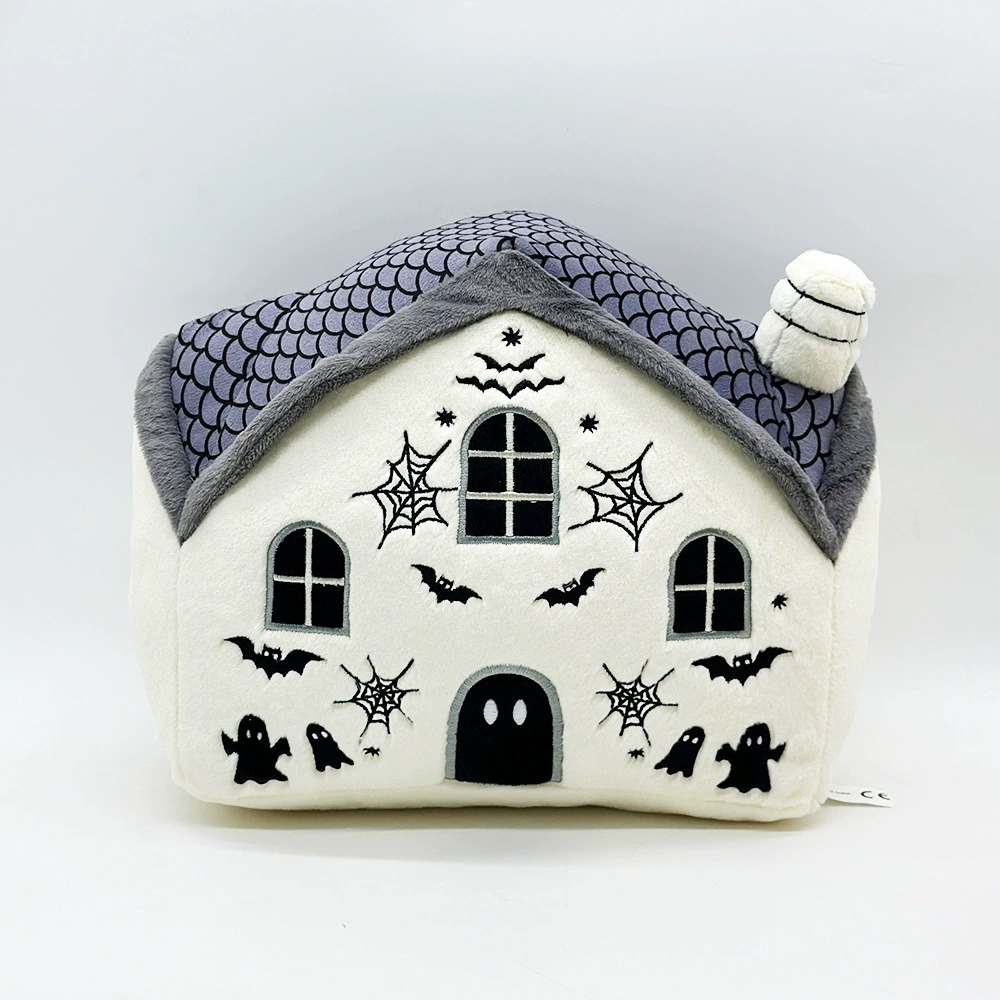 Halloween Haunted House Plush Pillow - 30cm×25cm Spooky Decor, 423g 17