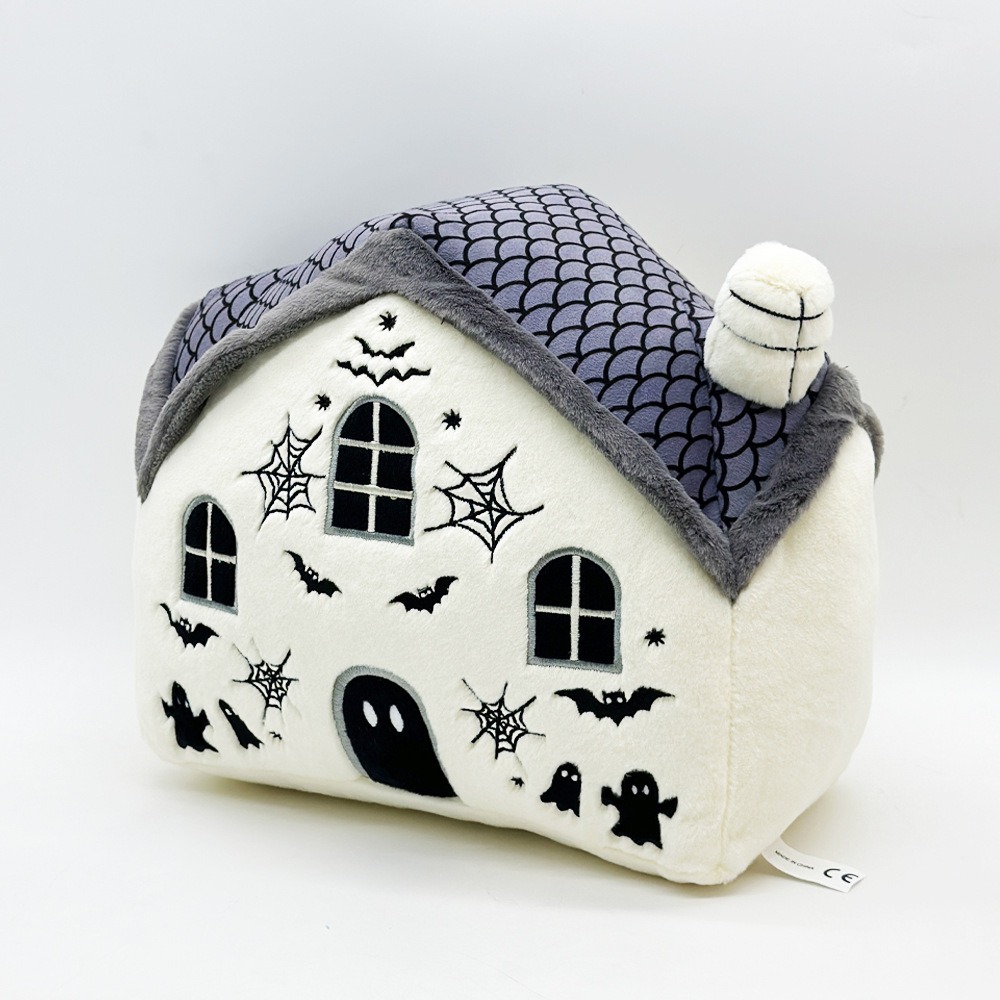 Halloween Haunted House Plush Pillow - 30cm×25cm Spooky Decor, 423g 20