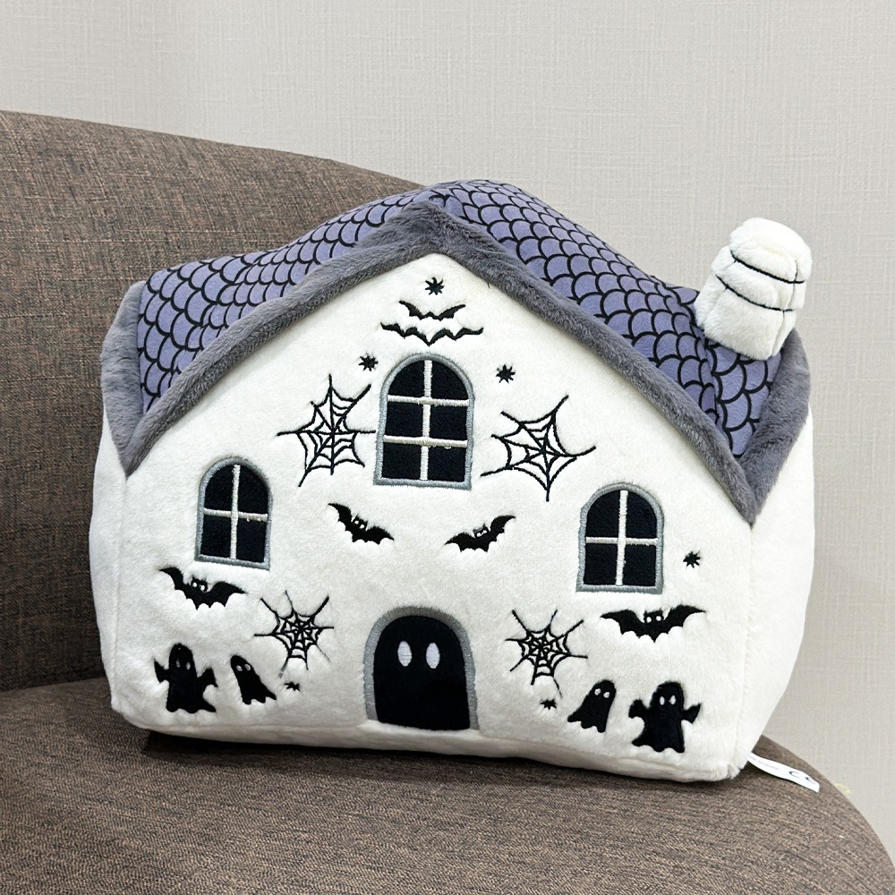 Halloween Haunted House Plush Pillow - 30cm×25cm Spooky Decor, 423g 14