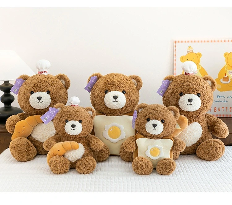 Chef Bear Plush Toy Cute Brown Teddy with Croissant &amp; Chef Hat 40cm Teddy Bear Plushies 1