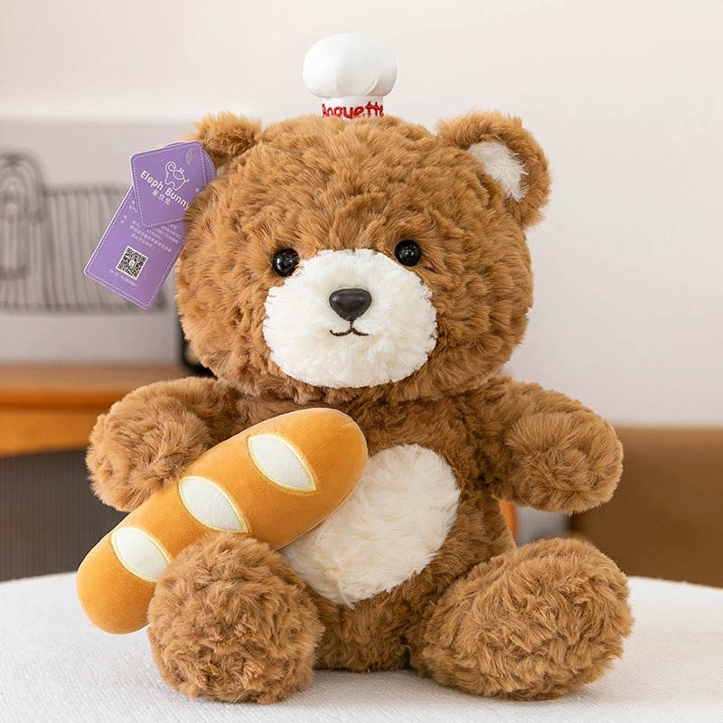 Chef Bear Plush Toy Cute Brown Teddy with Croissant & Chef Hat 40cm Teddy Bear Plushies 13