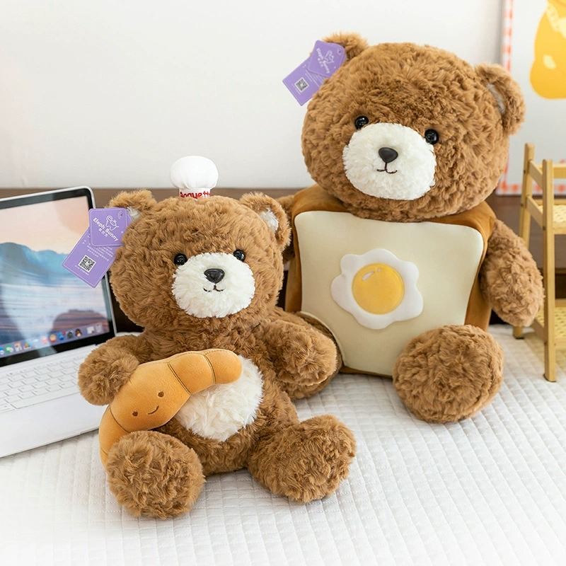 Chef Bear Plush Toy Cute Brown Teddy with Croissant & Chef Hat 40cm Teddy Bear Plushies 14