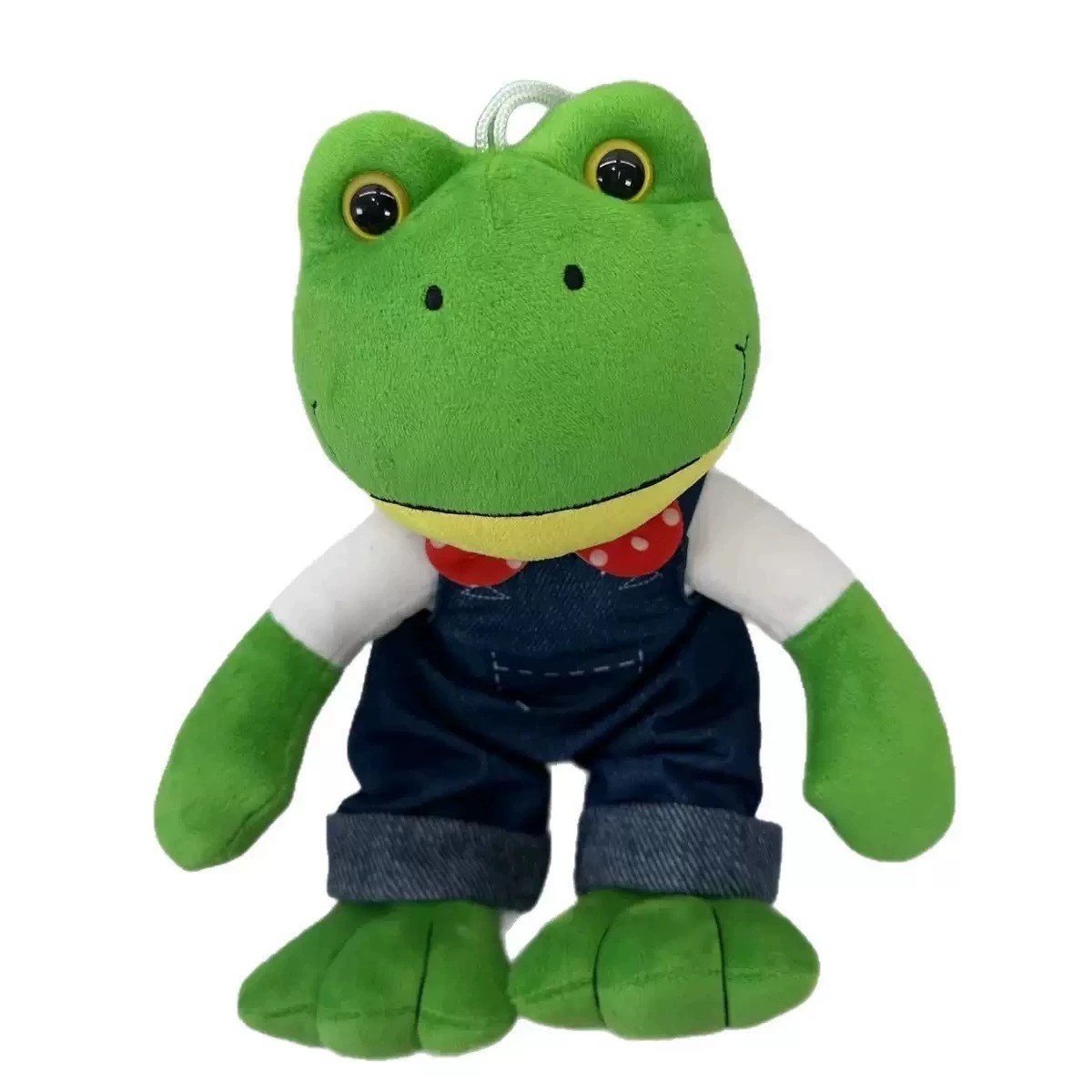Cute Frog Plush Toy in Overalls Cartoon Green Frog Stuffed Animal Doll with Red Bowtie for Kids and Collectors 9
