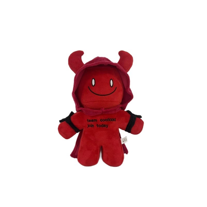 25cm Cute Red Devil Plush Toy with Hooded Cloak Embroidered Stuffed Doll, Adorable Horned Devil Plush Toy 13