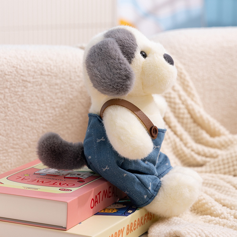 Peluches de chiots tachetés en salopette, en tissu doux, aux formes uniques, vendues directement du fabricant. 16