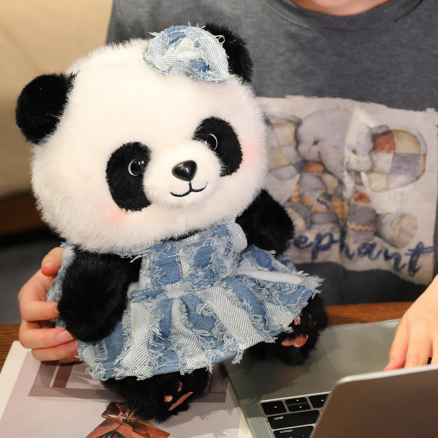 Cowboy skirt panda, cute animal, sweet look, a gift for kids 16