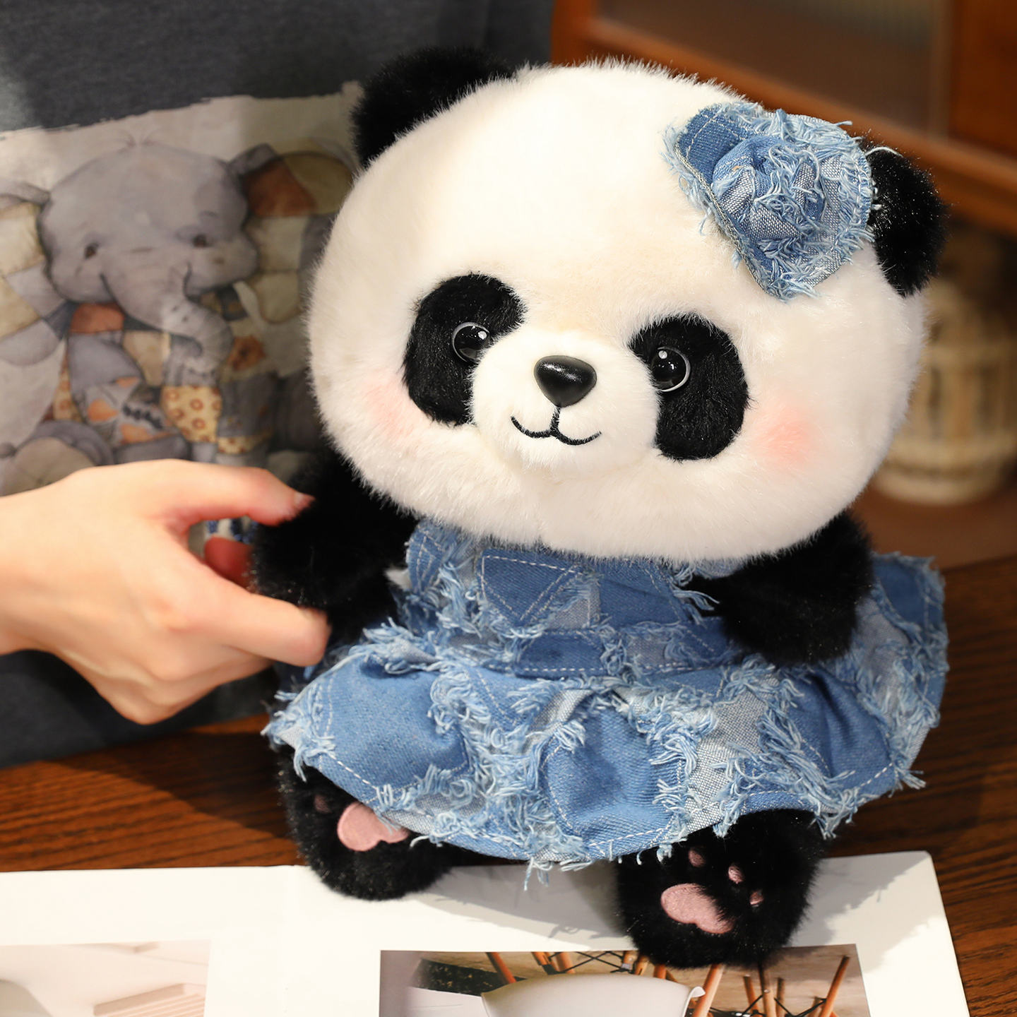 Cowboy skirt panda, cute animal, sweet look, a gift for kids 15