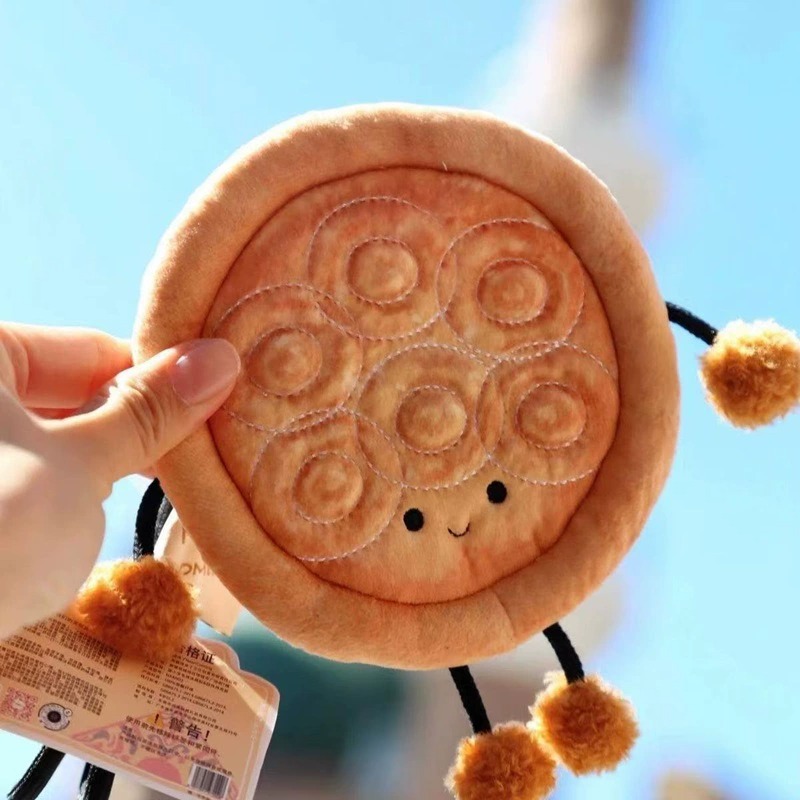 Очаровательный плюшевый брелок в форме блинчика, высотой 17 см, с помпоном. 16