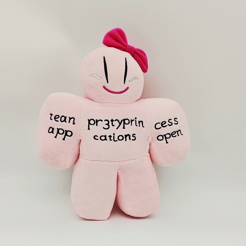 25cm Roblox Forsaken Gubby Plush Cute Pink Plush Doll with Bow Embroidered Text Design for Decor & Gifting 13