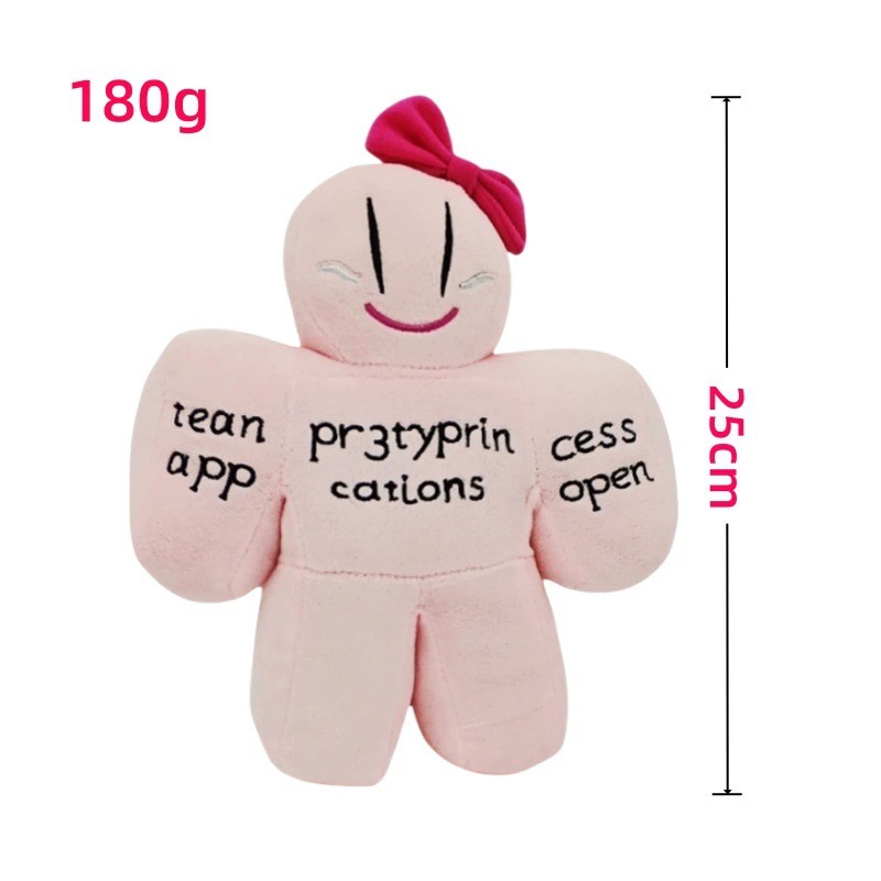 25cm Roblox Forsaken Gubby Plush Cute Pink Plush Doll with Bow Embroidered Text Design for Decor & Gifting 15