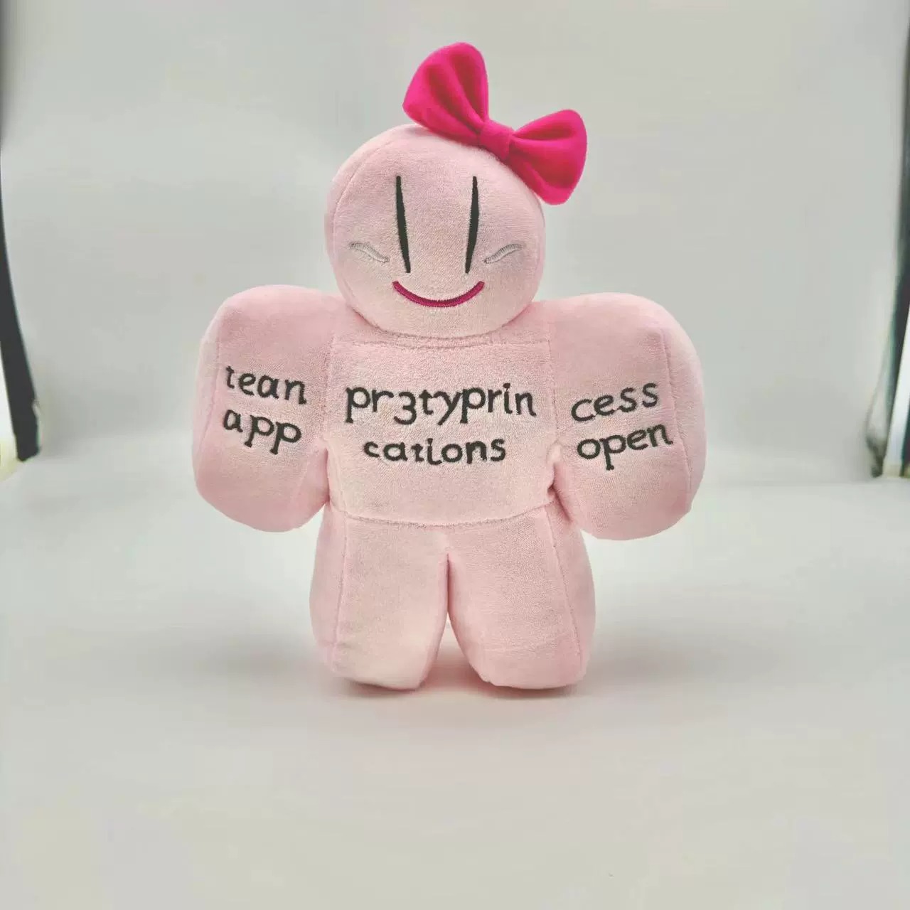 25cm Roblox Forsaken Gubby Plush Cute Pink Plush Doll with Bow Embroidered Text Design for Decor & Gifting 12