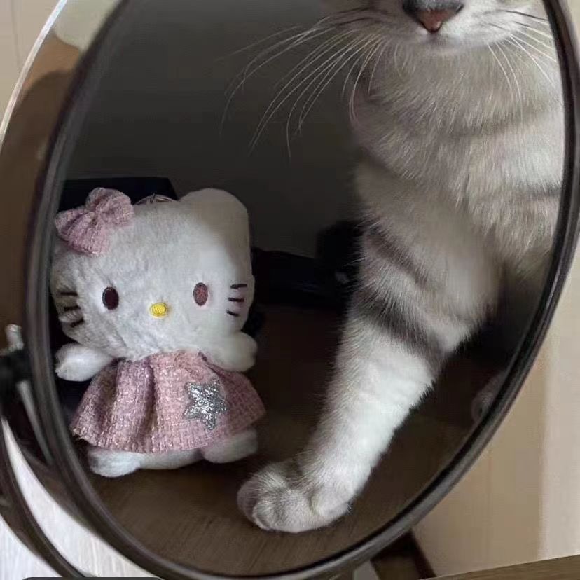 Sanrio Hello Kitty Plush Keychain - Angel Winged Design with Pink Tweed Dress, Glitter Star & Bow, Soft Stuffed Bag Char 22