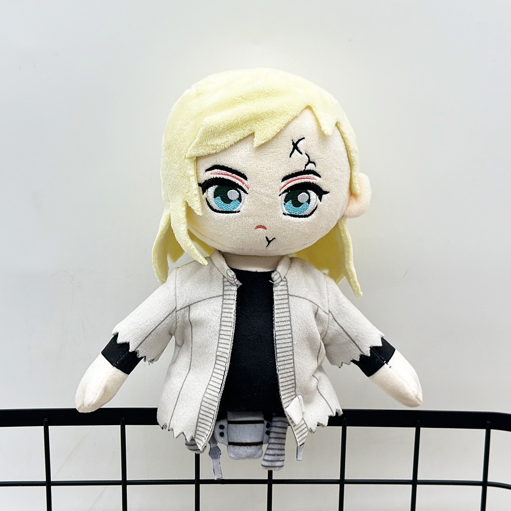 Мягкая плюшевая кукла в виде персонажа аниме – 20 см, с блондинистыми волосами и белой курткой, коллекционный подарок для поклонников. 11
