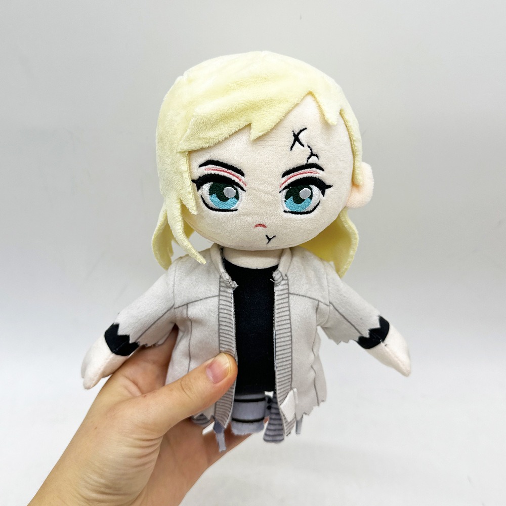 Мягкая плюшевая кукла в виде персонажа аниме – 20 см, с блондинистыми волосами и белой курткой, коллекционный подарок для поклонников. 14