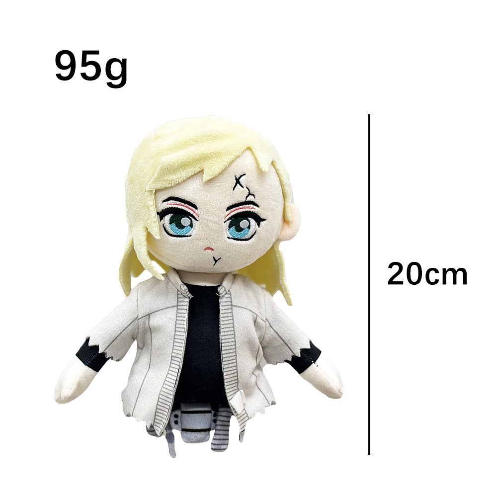 Мягкая плюшевая кукла в виде персонажа аниме – 20 см, с блондинистыми волосами и белой курткой, коллекционный подарок для поклонников. 12