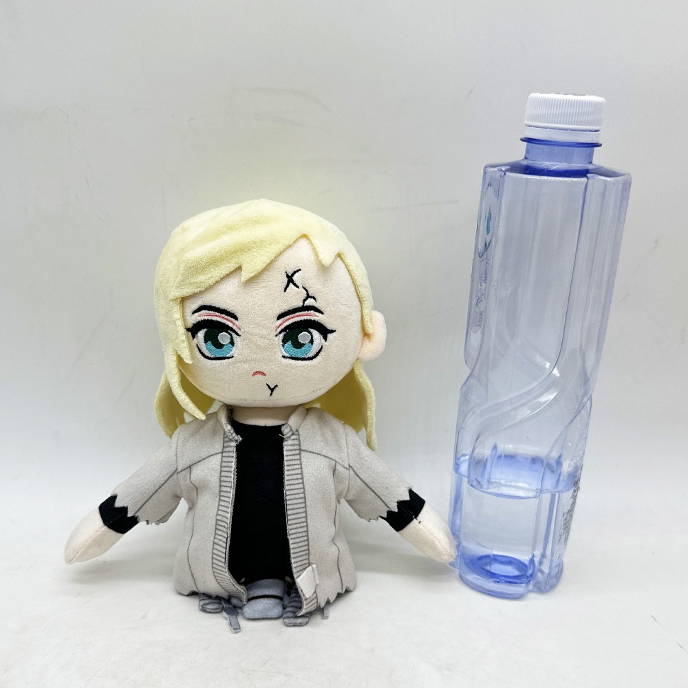 Мягкая плюшевая кукла в виде персонажа аниме – 20 см, с блондинистыми волосами и белой курткой, коллекционный подарок для поклонников. 16