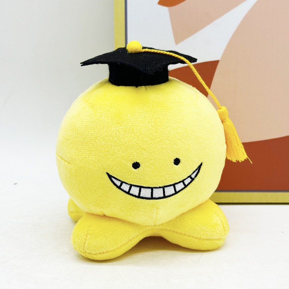 Assassination Classroom Koro-sensei Graduation Plush Toy – 14cm Yellow Smiling Octopus with Cap, Anime Collectible Gift 12