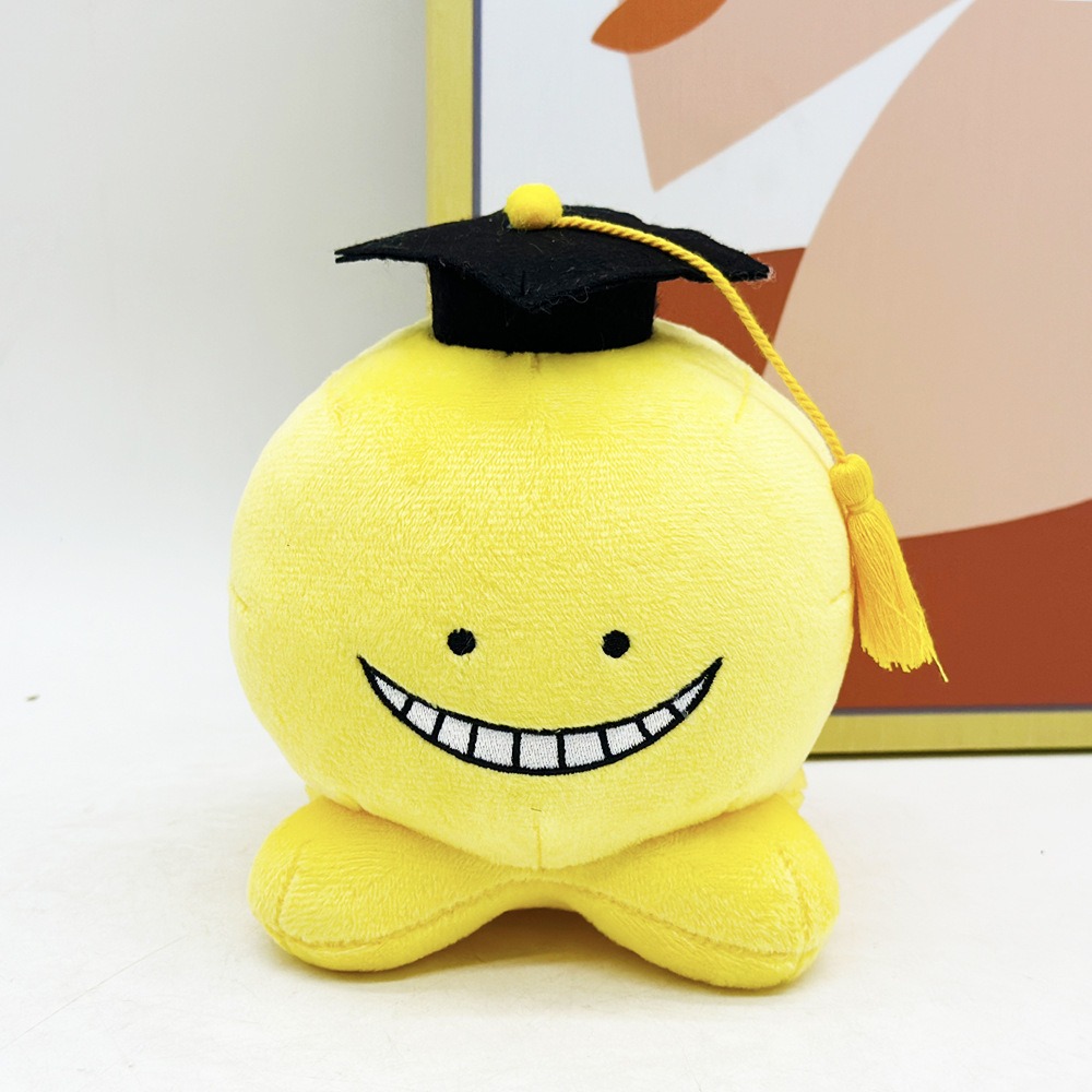 Assassination Classroom Koro-sensei Graduation Plush Toy – 14cm Yellow Smiling Octopus with Cap, Anime Collectible Gift 13