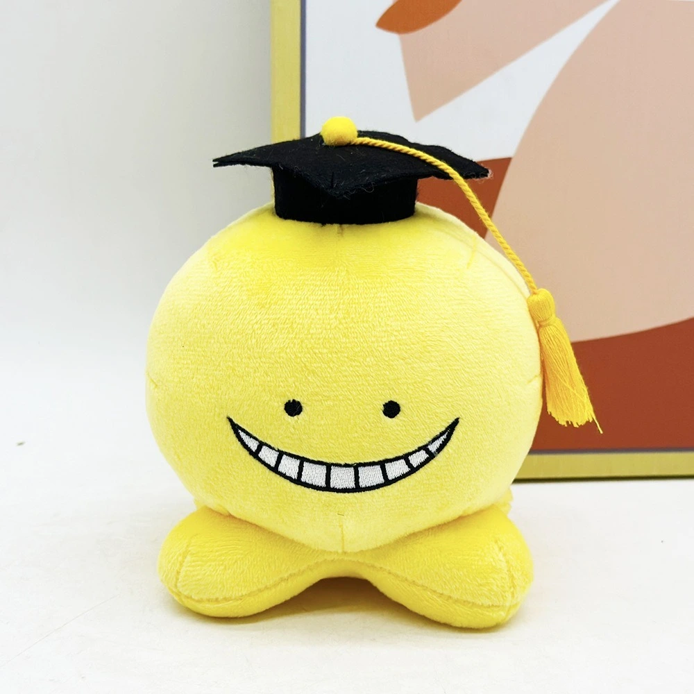 Assassination Classroom Koro-sensei Graduation Plush Toy – 14cm Yellow Smiling Octopus with Cap, Anime Collectible Gift 1
