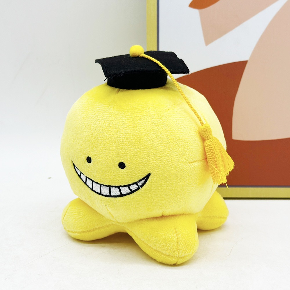 Assassination Classroom Koro-sensei Graduation Plush Toy – 14cm Yellow Smiling Octopus with Cap, Anime Collectible Gift 11
