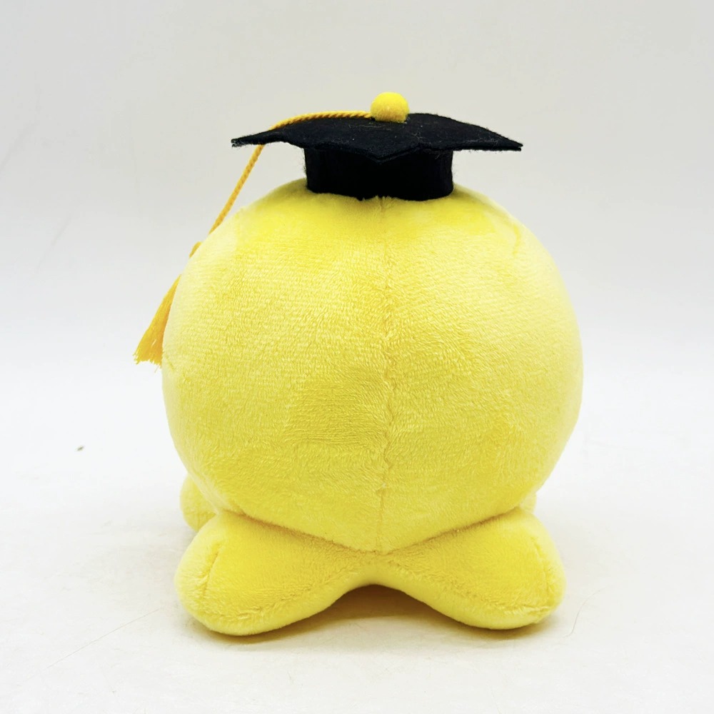 Assassination Classroom Koro-sensei Graduation Plush Toy – 14cm Yellow Smiling Octopus with Cap, Anime Collectible Gift 14
