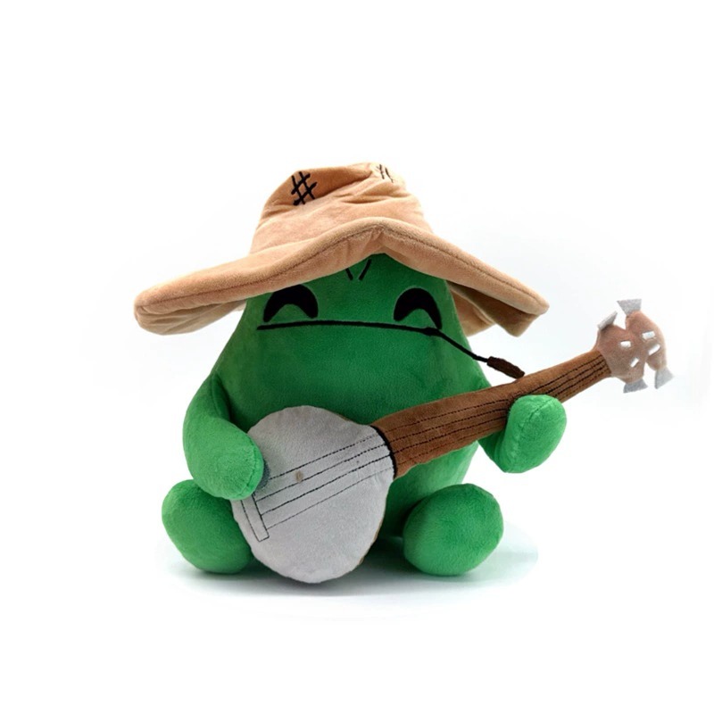 Мягкая плюшевая лягушка Whitaswhit, 25 см, зеленая, музыкальная, с банджо и шляпой, для детей. 11