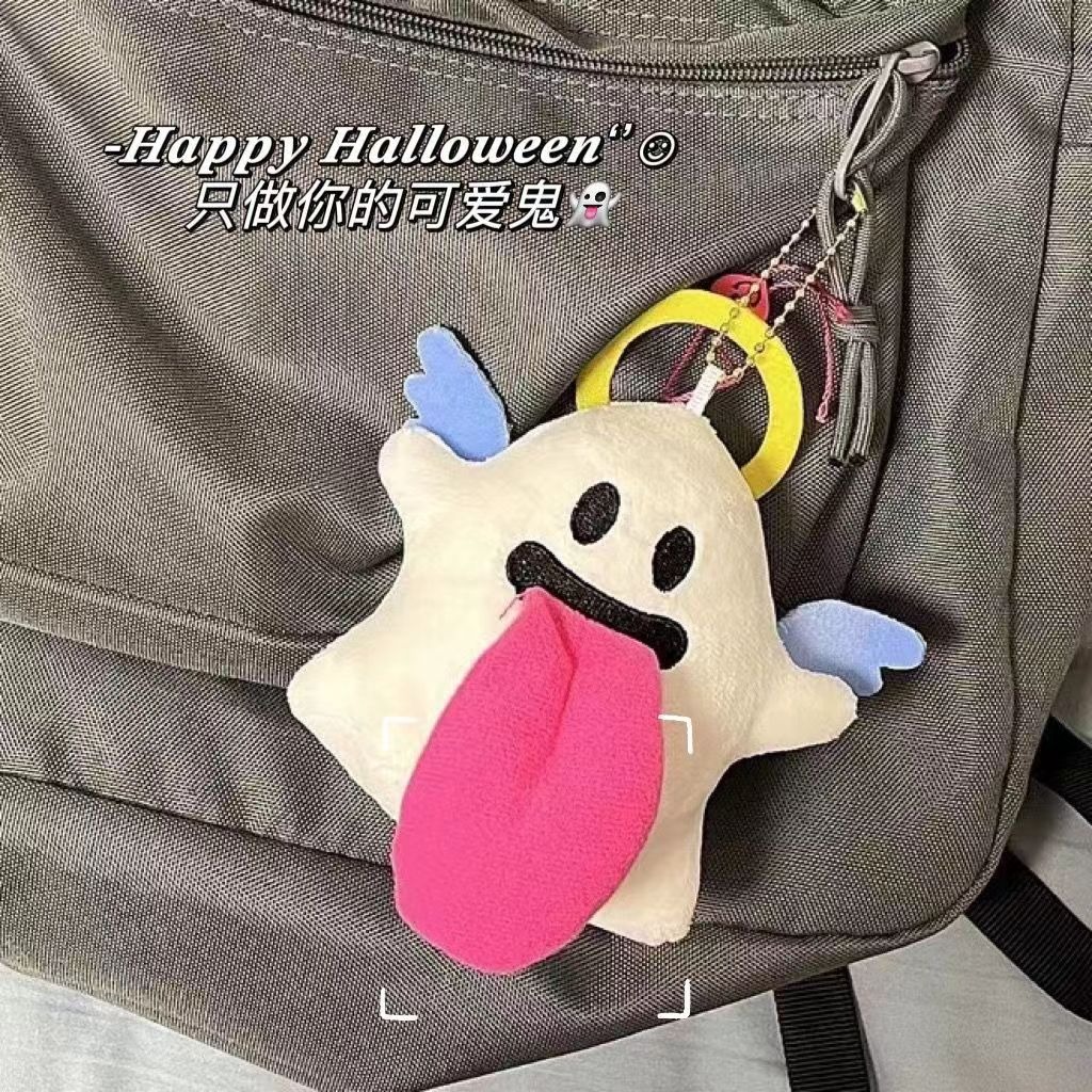 14cm  Cute Tongue - Out Plush Keychain Set: Ghost, Star, Eggplant Shapes - Funny Cartoon Stuffed Bag Charms 15