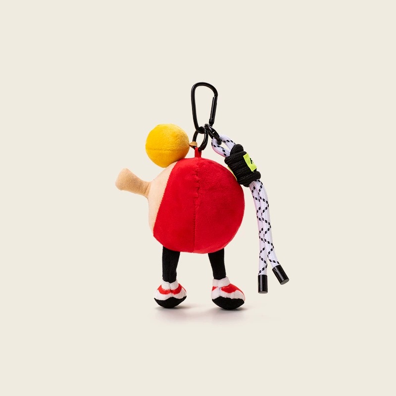 Sporty Ping - Pong Ball Plush Keychain - Cute Red Ball with Racket, Ball, and Shoelace Decor (Unique Emoji Face Design) 9