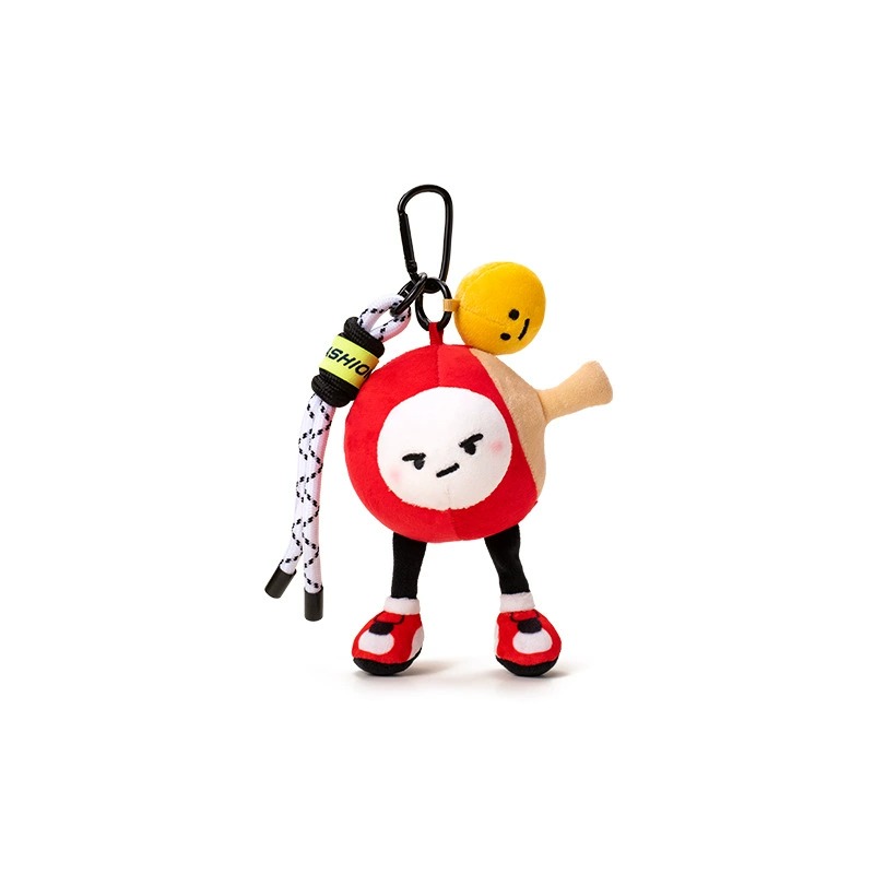 Sporty Ping - Pong Ball Plush Keychain - Cute Red Ball with Racket, Ball, and Shoelace Decor (Unique Emoji Face Design) 8