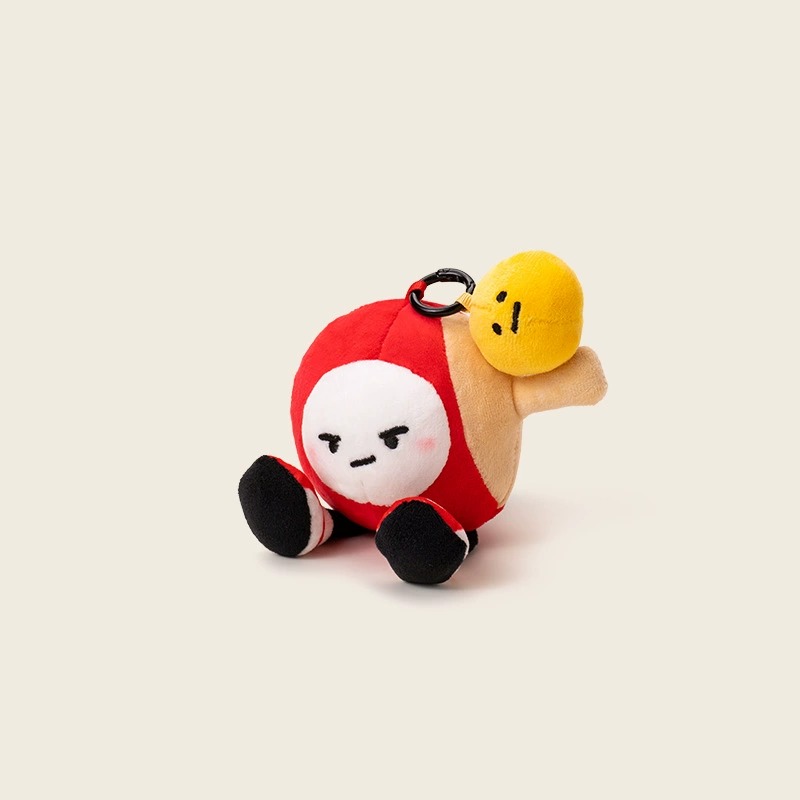 Sporty Ping - Pong Ball Plush Keychain - Cute Red Ball with Racket, Ball, and Shoelace Decor (Unique Emoji Face Design) 10
